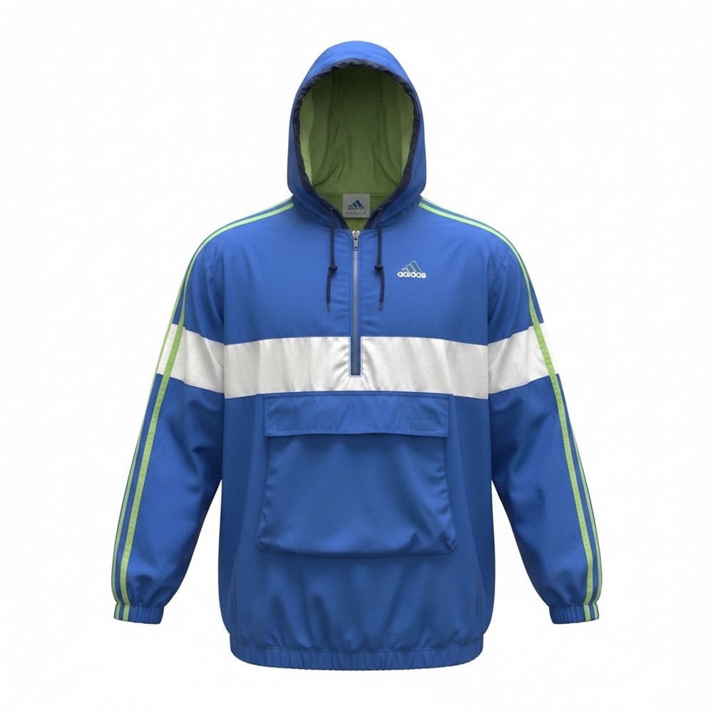 Adidas Vintage Windbreaker Jacket Mens M Blue Lime Green Colorblock 90s Coat